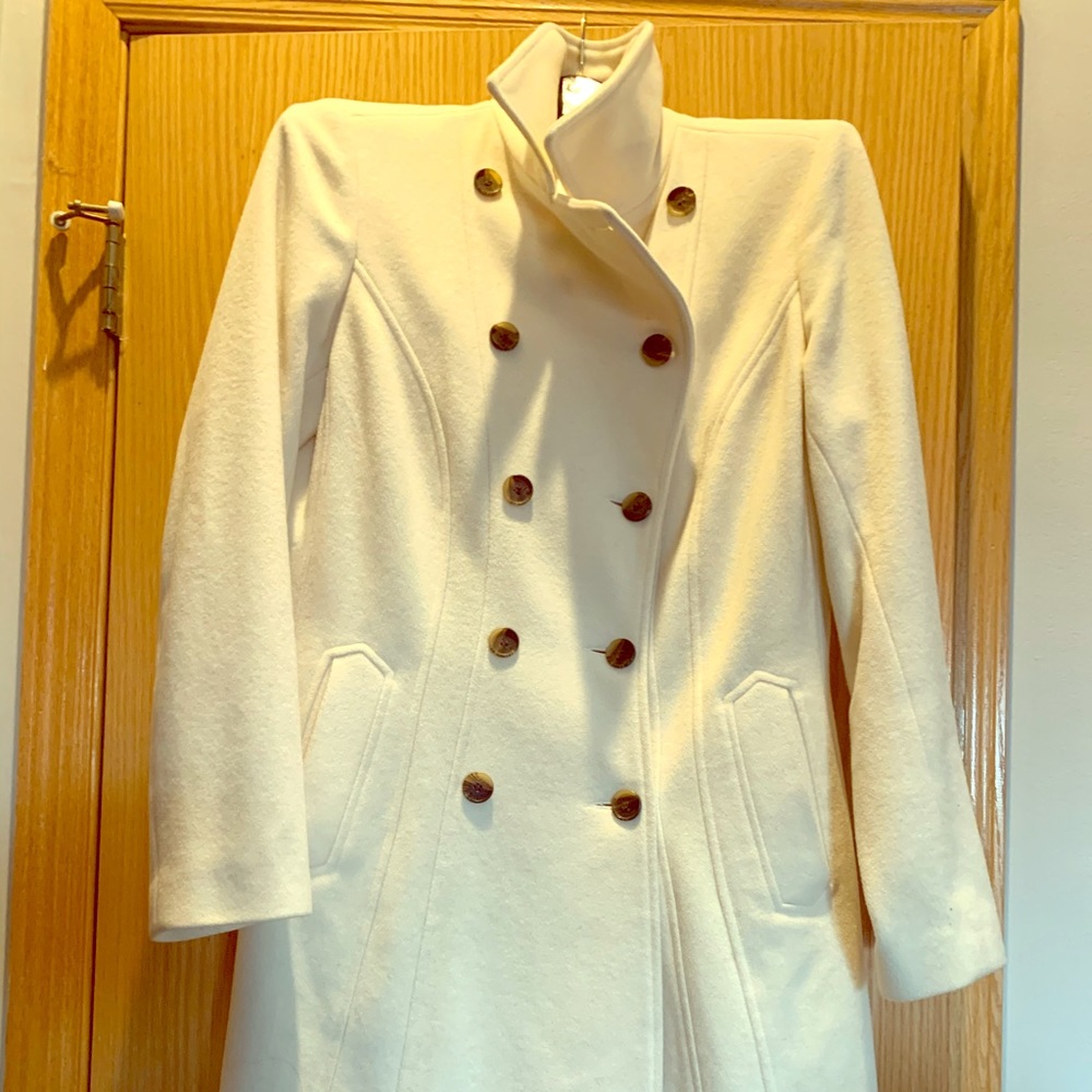 Winter White Wool Cashmere blend A-line Dress Coat